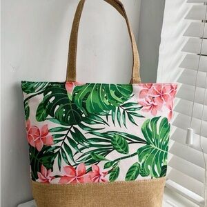 Tropical Floral Canvas Tote Bag